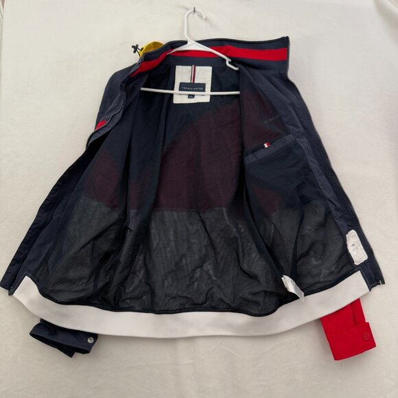 Tommy Hilfiger Rain Jacket Mens M Multicolor Coloblock Full Zip Water Resistant - Picture 2 of 14